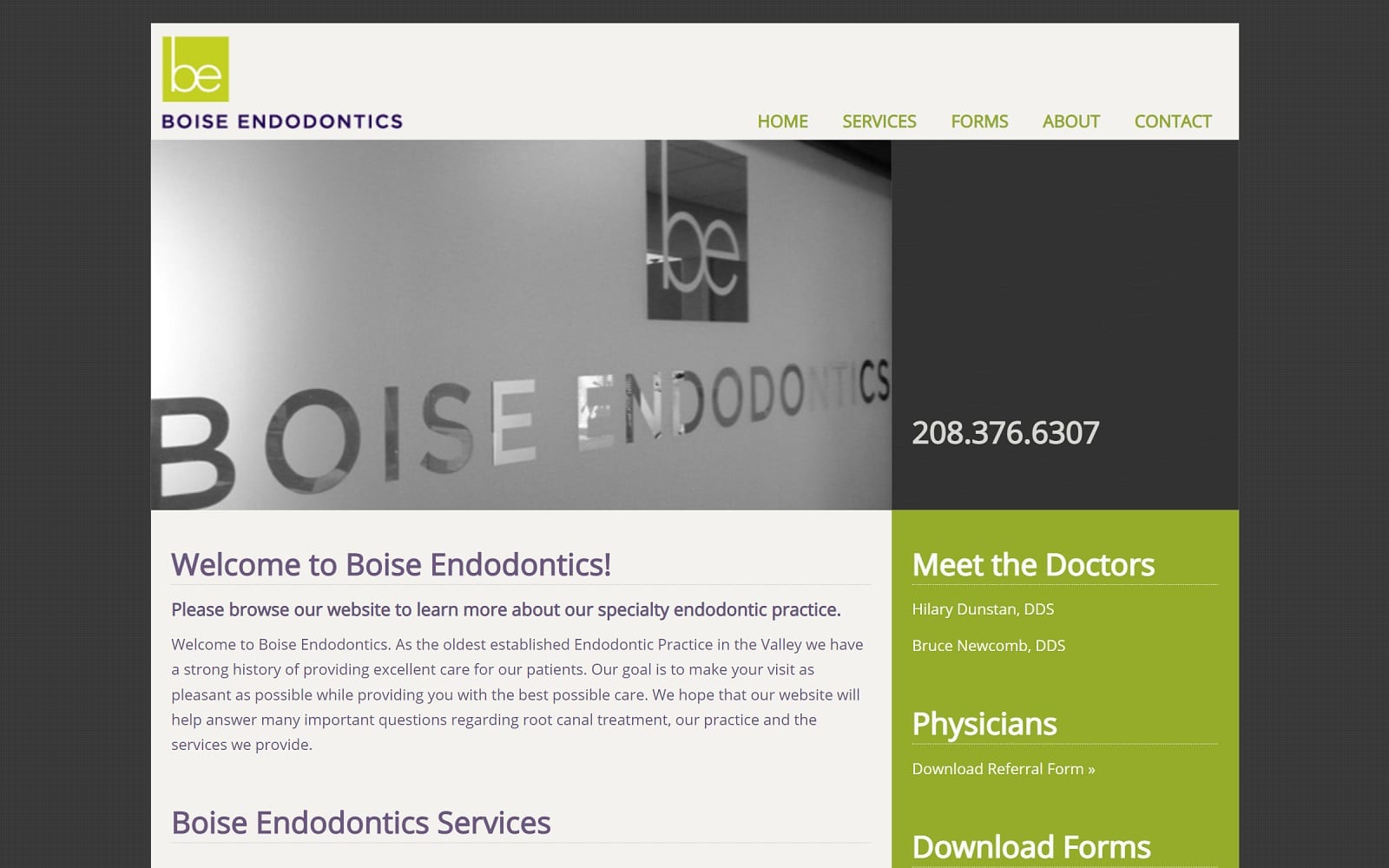 The screenshot of boise endodontics boiseendo. Com website