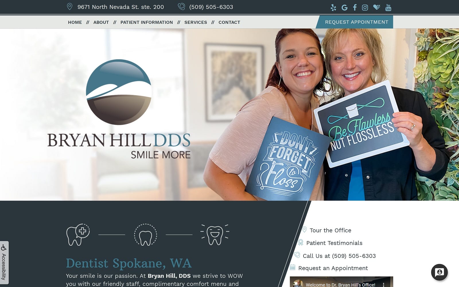 The screenshot of bryan hill dds bryanhilldds. Com website