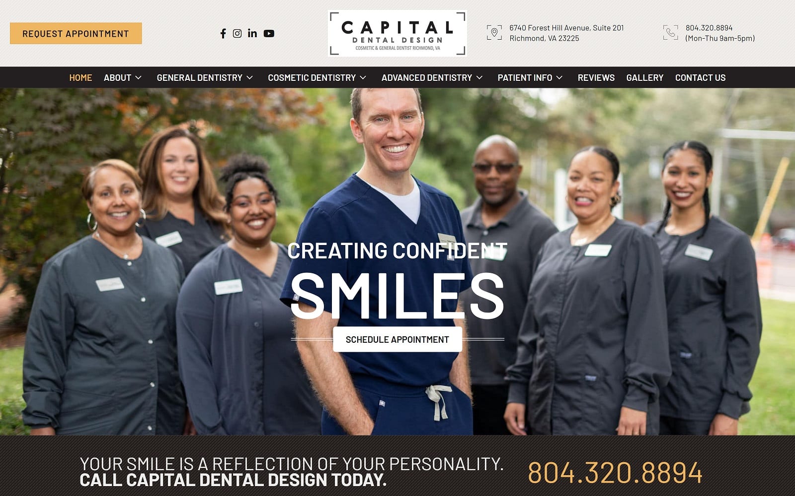 The screenshot of capital dental design - richmond capitaldentaldesign. Com website