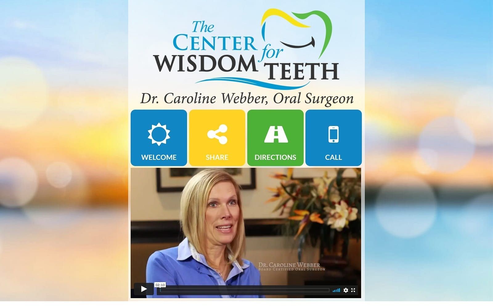 The screenshot of dr. Caroline webber - wisdom teeth & oral surgery center4wisdomteeth. Com website