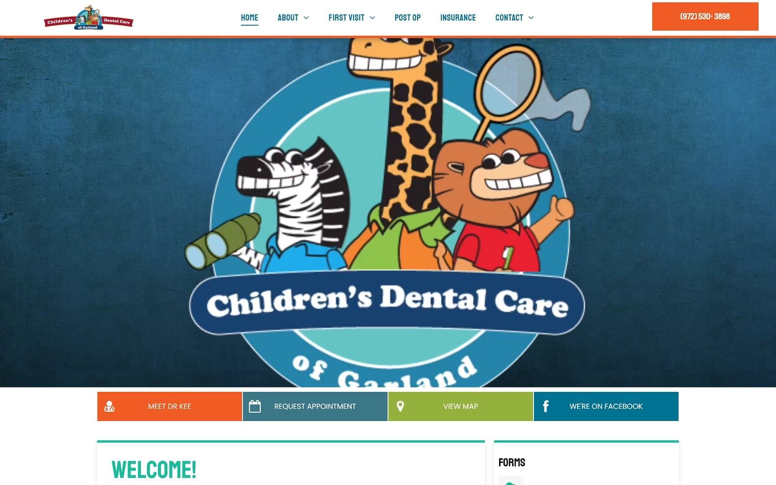 The screenshot of children's dental care of garland childrensdentalcareofgarland. Com dr. Kee kwak website