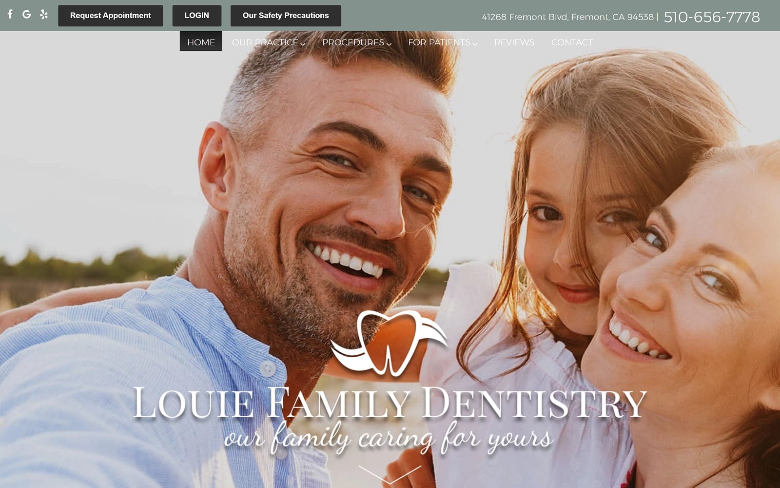 The screenshot of christopher l. Louie, dds, inc. Christopherlouiedds. Com website