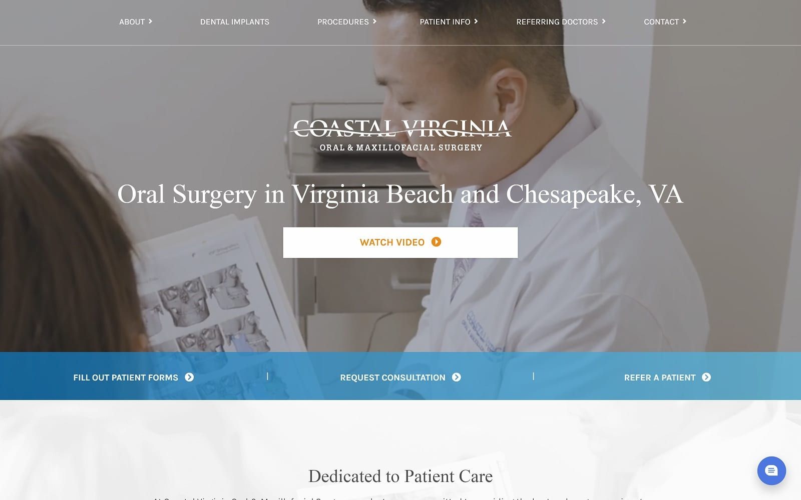 The screenshot of coastal virginia oral & maxillofacial surgery coastalvaomfs. Com website