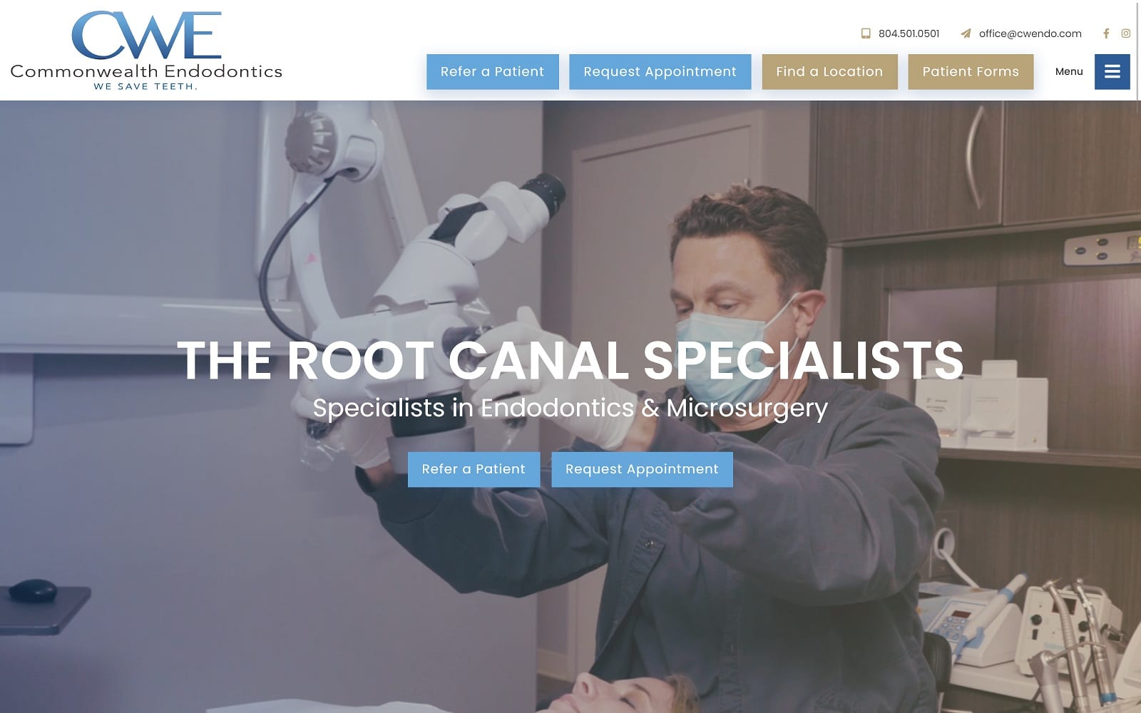 The screenshot of commonwealth endodontics commonwealthendo. Com website