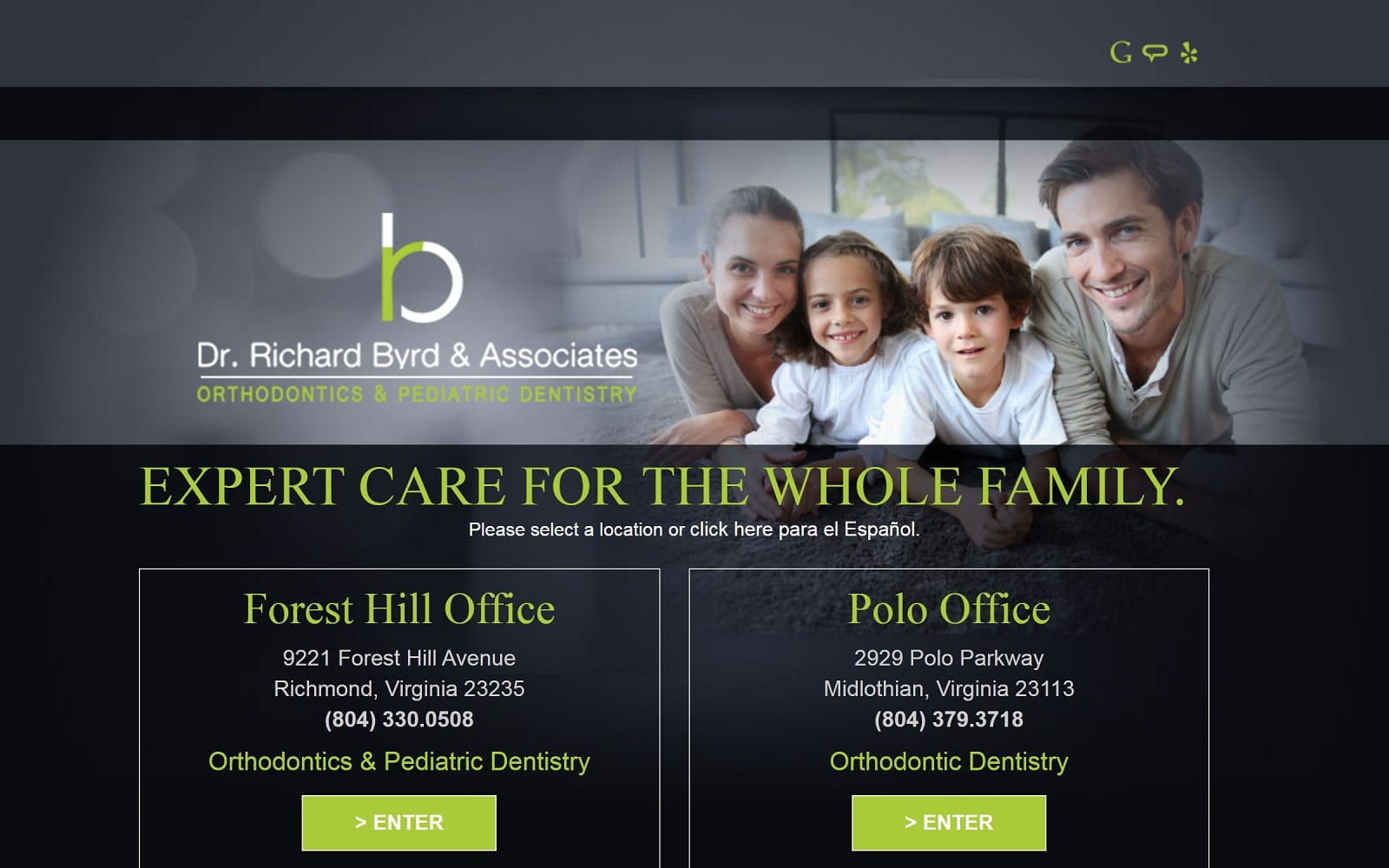 The screenshot of dr. Richard byrd & associates, orthodontics and pediatric dentistry drbyrddds. Com screenshot