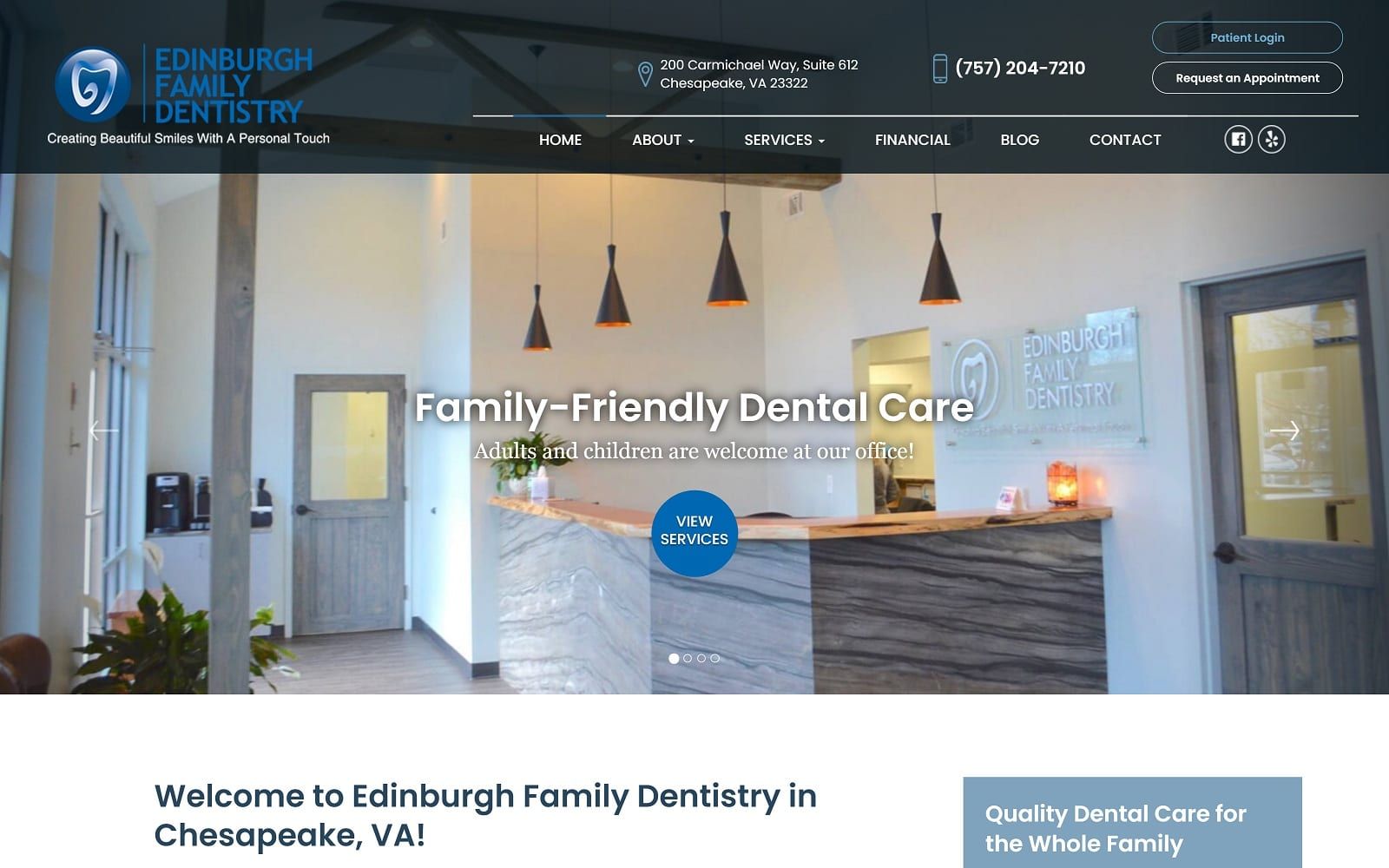 The screenshot of edinburgh family dentistry edinburghfamilydentistry. Com website