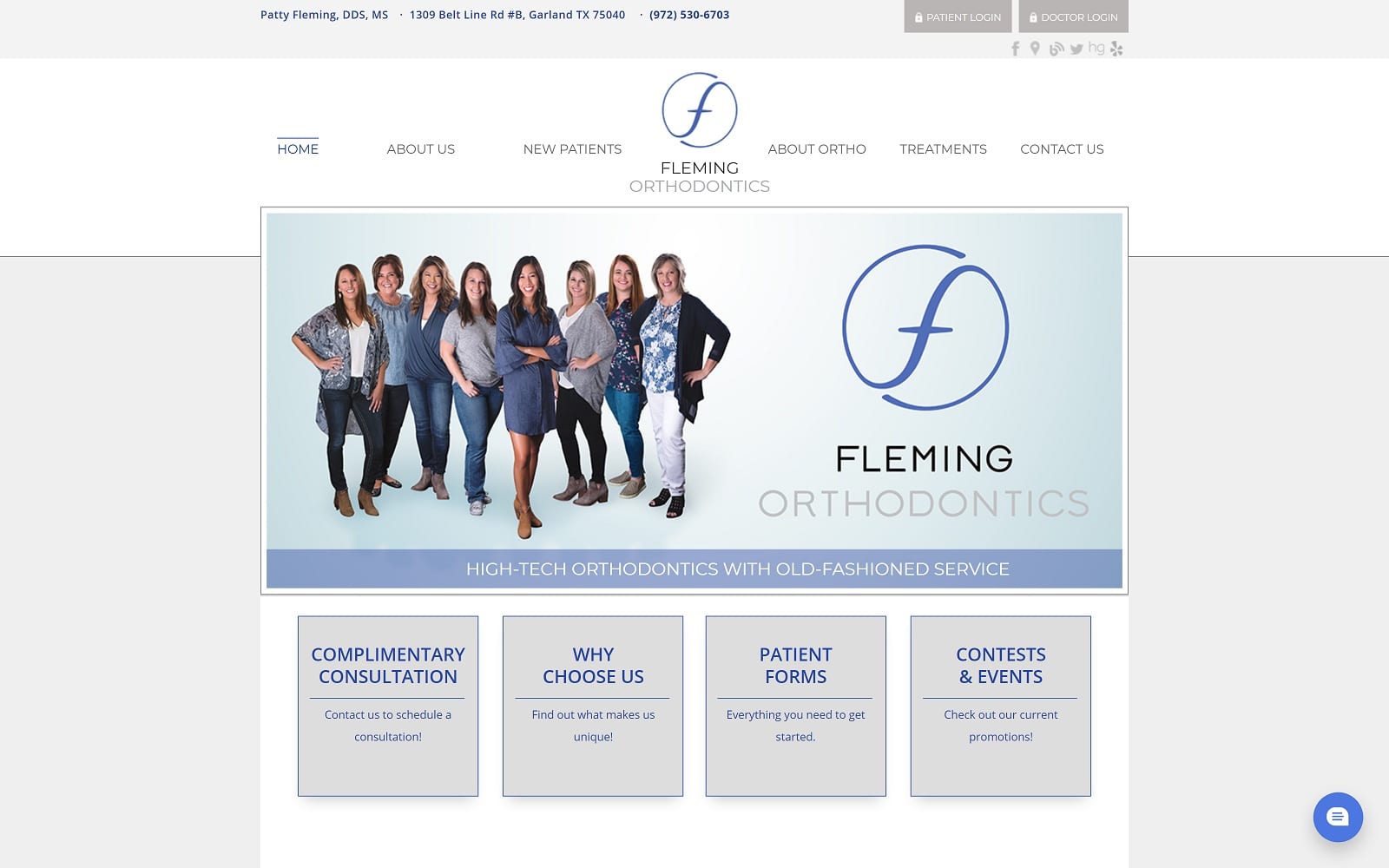 The screenshot of fleming orthodontics flemingsmiles. Com dr. Patty fleming website