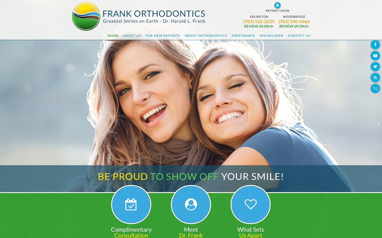 The screenshot of frank orthodontics frankorthodontics. Com dr. Harold frank website