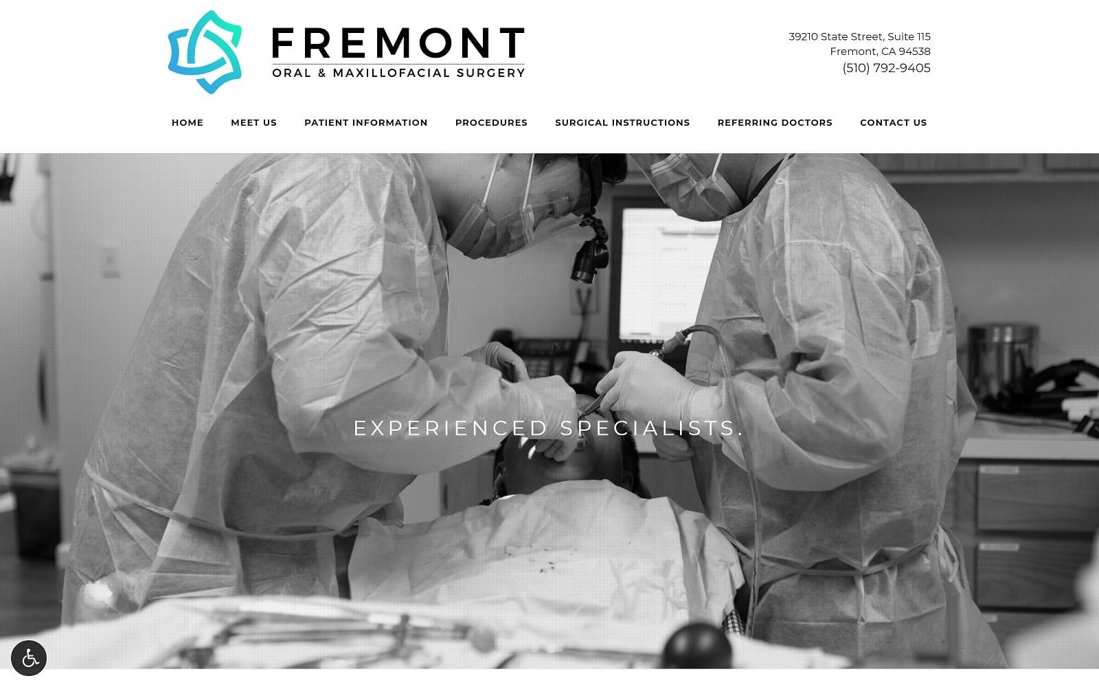 The screenshot of fremont oral & maxillofacial surgery fremontoms. Com website