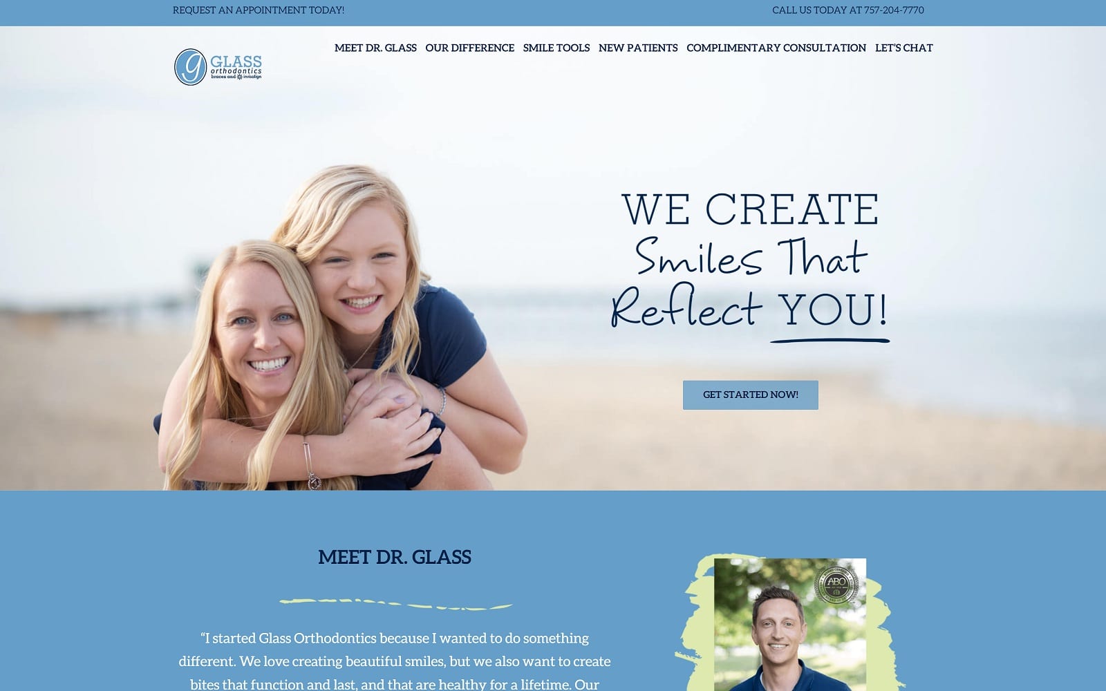 The screenshot of glass orthodontics - chesapeake glassbraces. Com website