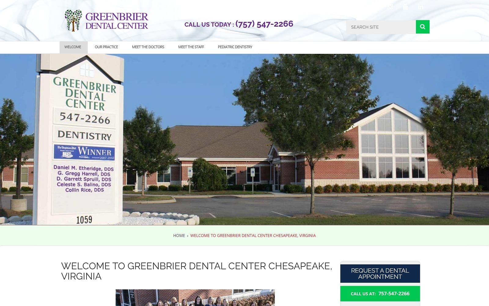The screenshot of greenbrier dental center greenbrierdental. Com website