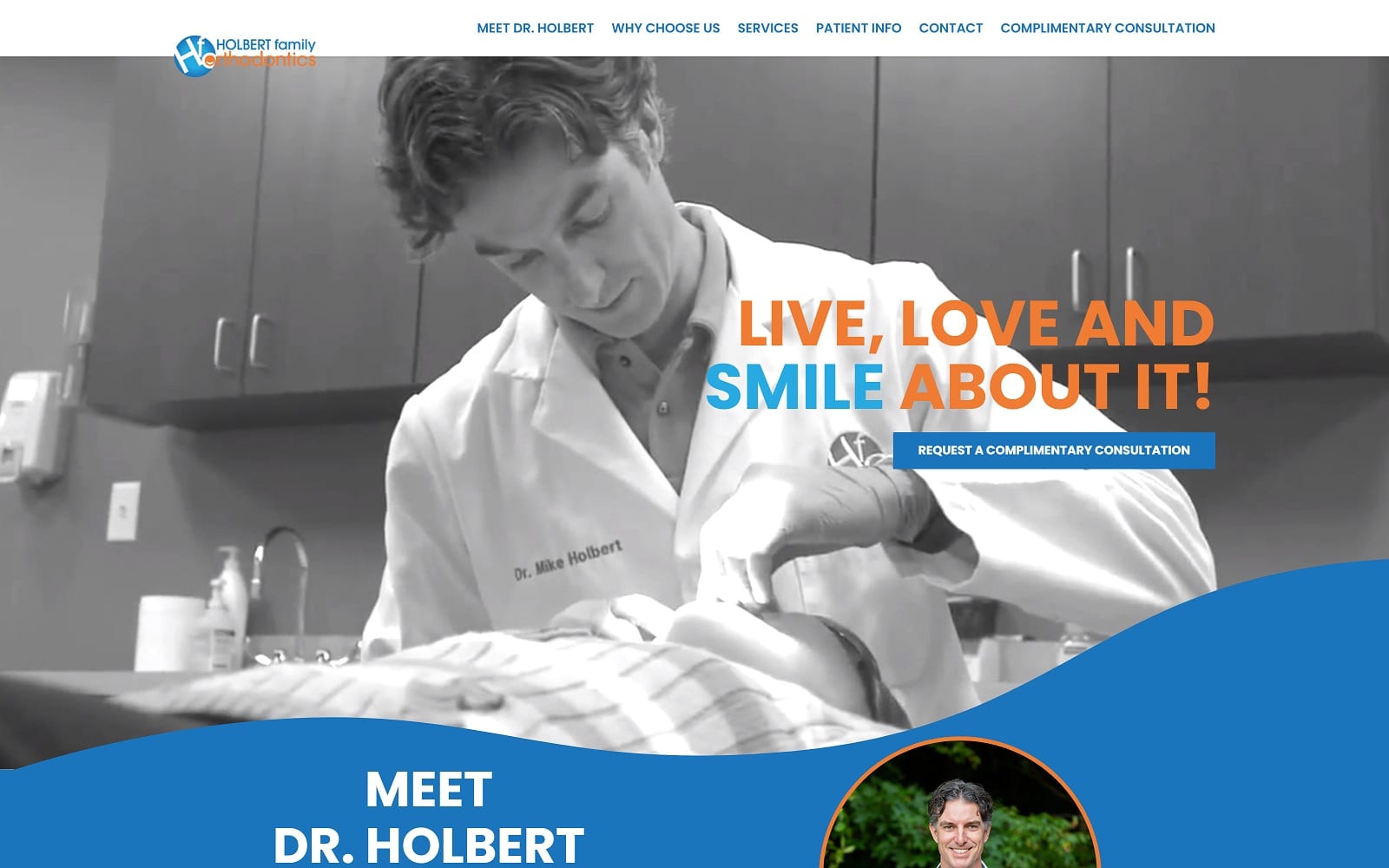 The screenshot of holbert family orthodontics holbertbraces. Com website