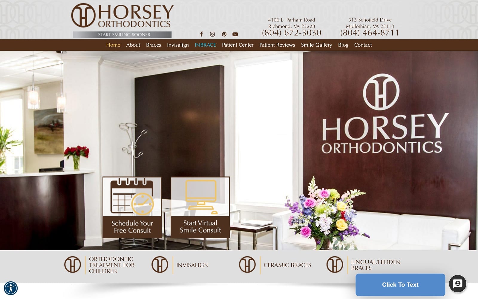 The screenshot of horsey orthodontics of richmond horseyorthodontics. Com website