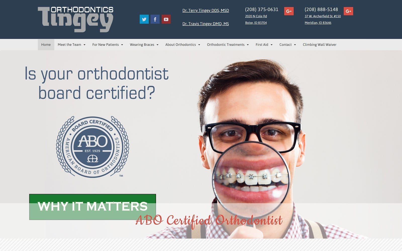 The screenshot of tingey orthodontics idahoortho. Com dr. Terry tingey website