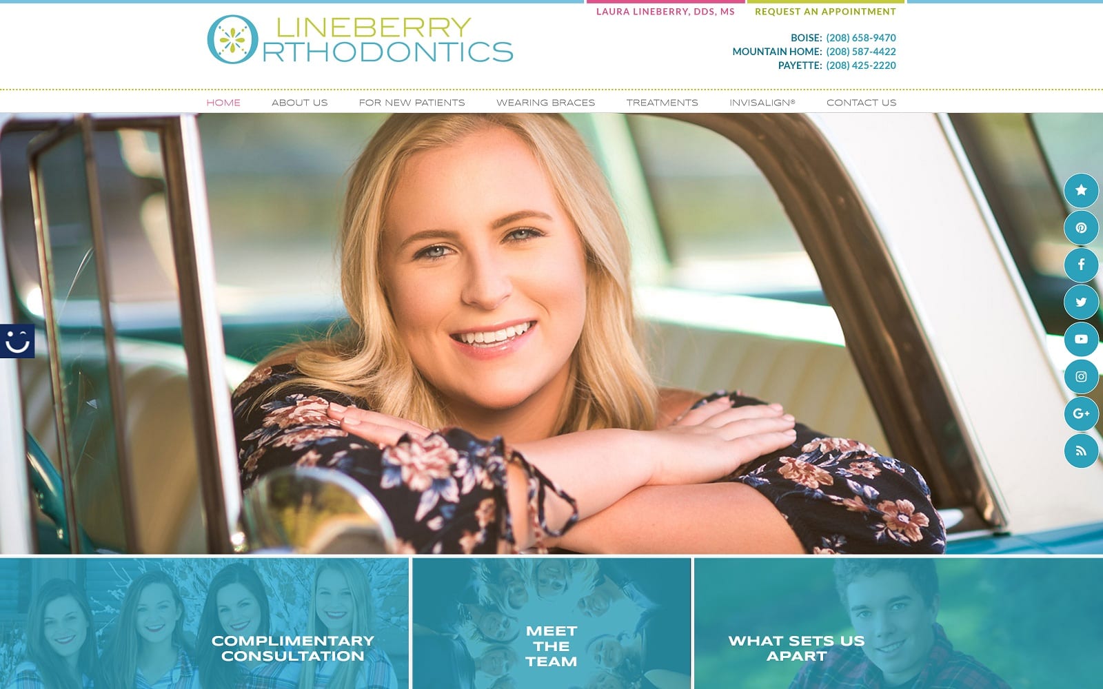 The screenshot of lineberry orthodontics lineberryortho. Com dr. Laura lineberry website