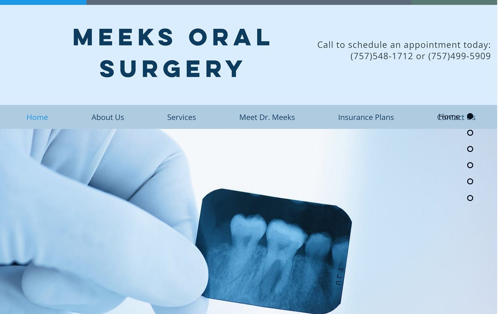 The screenshot of meeks oral and maxillofacial surgery meeksoralsurgery. Com dr. Darrell a. Meeks website