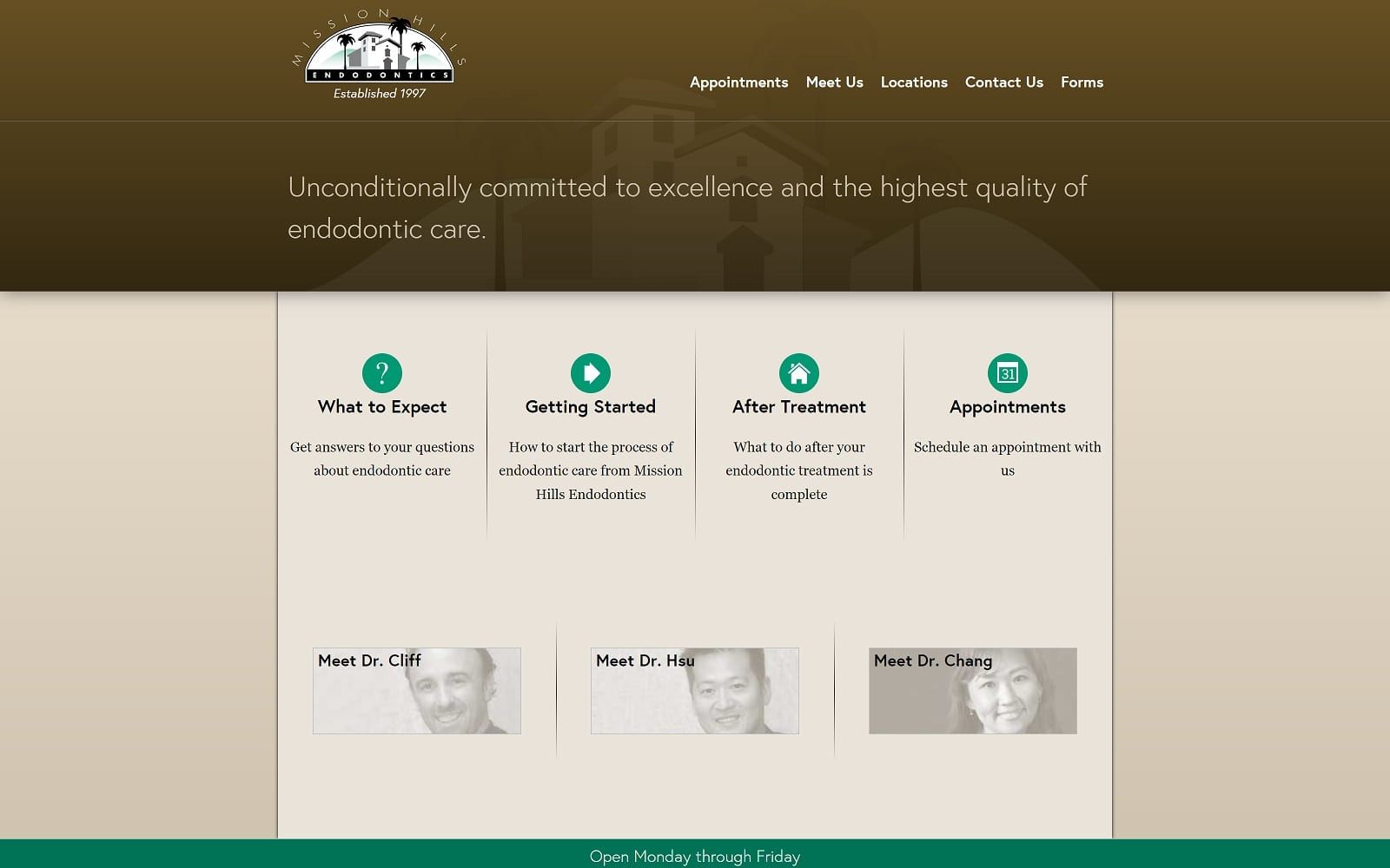 The screenshot of mission hills endodontics missionhillsendo. Com website