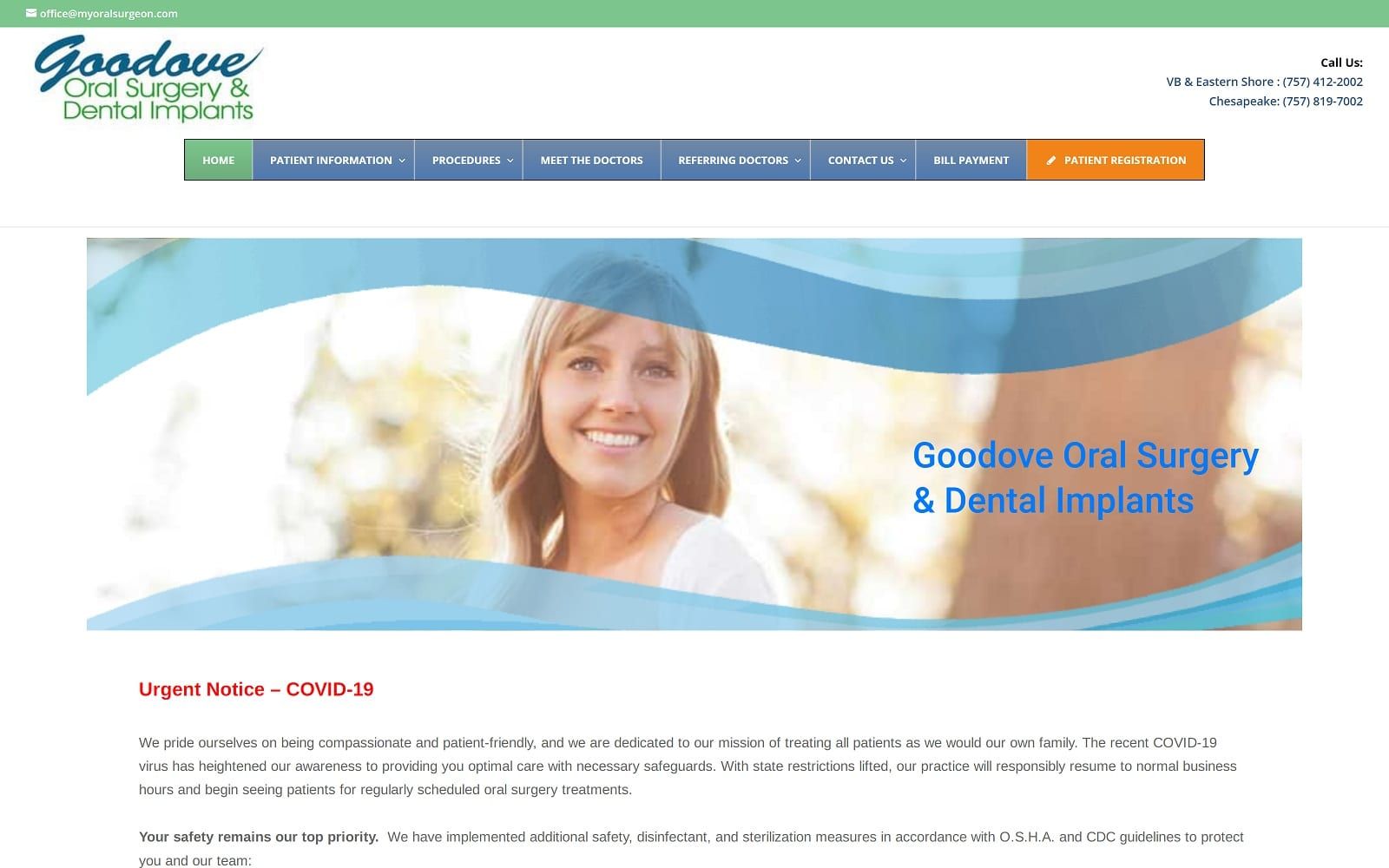 The screenshot of goodove oral surgery & dental implants myoralsurgeon. Com website