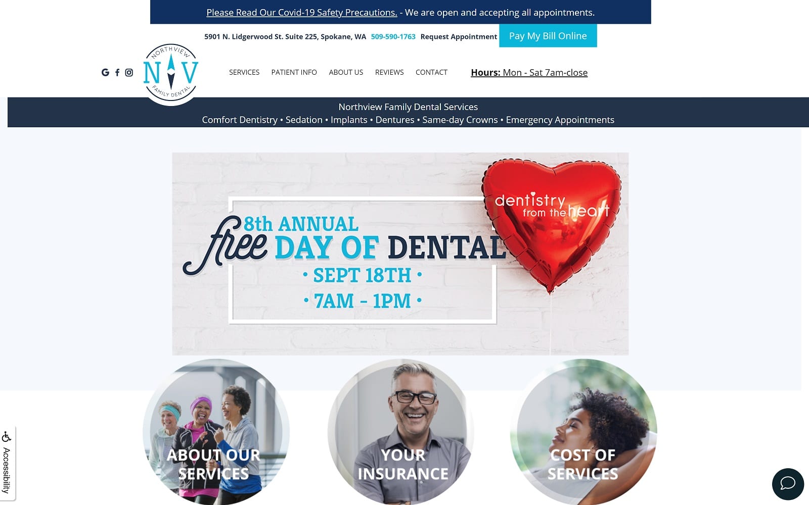 The screenshot of northview family dental northviewfamilydental. Com website