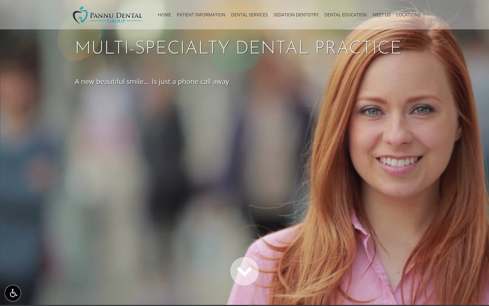 The screenshot of pannu dental group pannudental. Com dr. Dalvir s. Pannu website