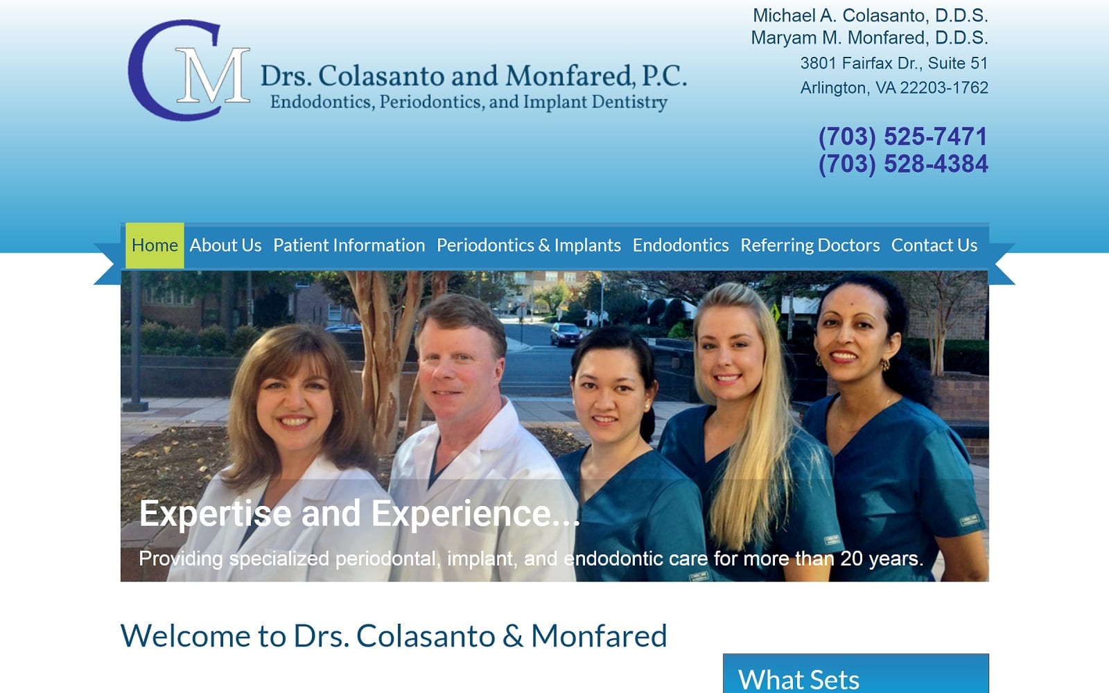 The screenshot of drs. Colasanto and monfared, p. C. Perioendo. Com website