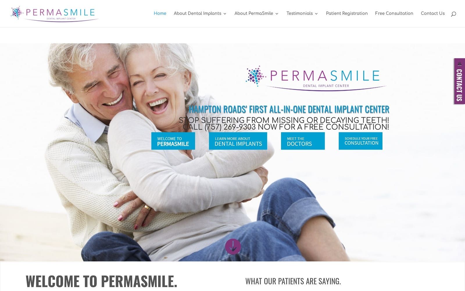 The screenshot of permasmile dental implant center permasmile. Com website