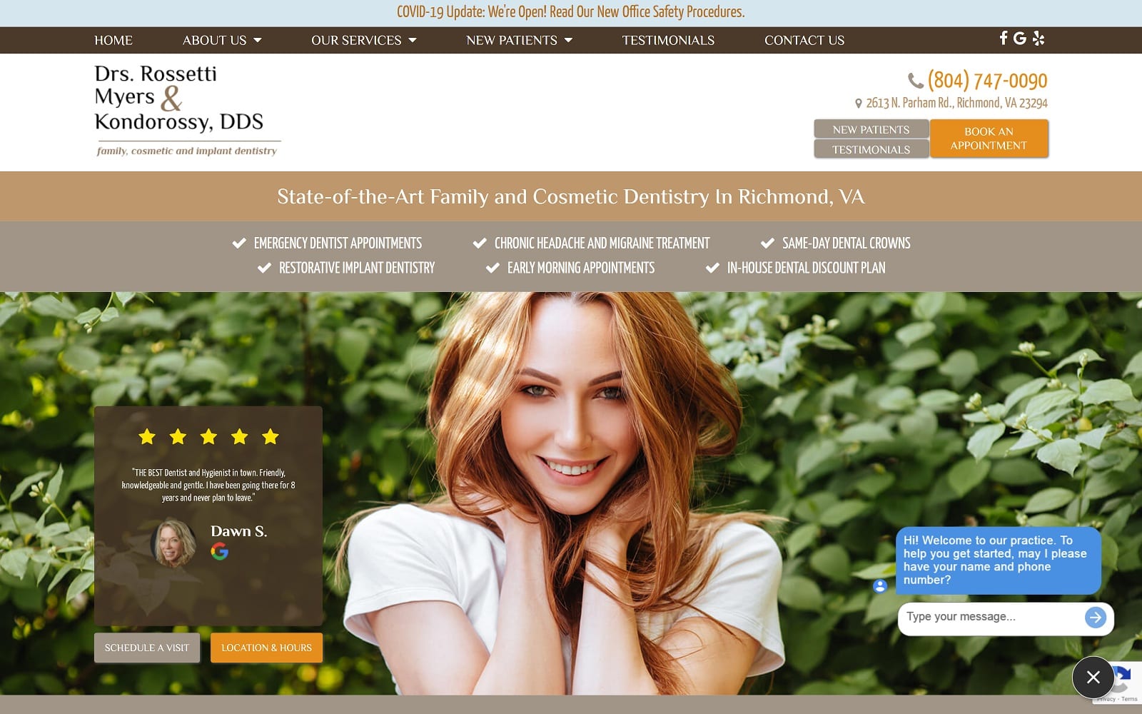 The screenshot of drs. Rossetti, myers & kondorossy richmond-dentistry. Com website