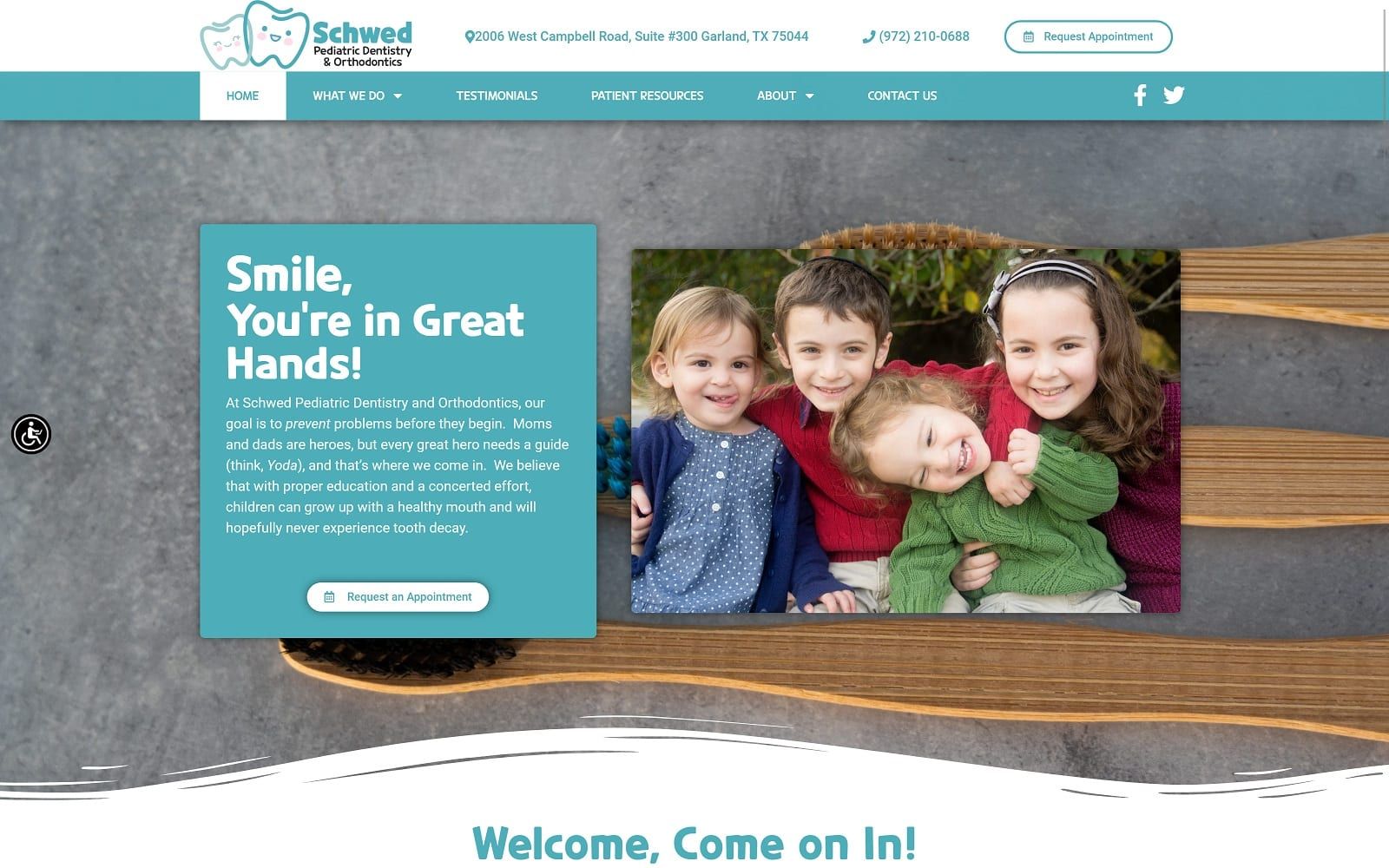 The screenshot of schwed pediatric dentistry and orthodontics schwedkidsdental. Com website