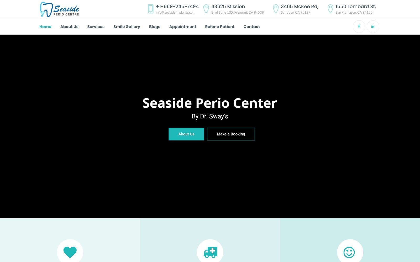 The screenshot of seaside perio centre seasideimplants. Com website