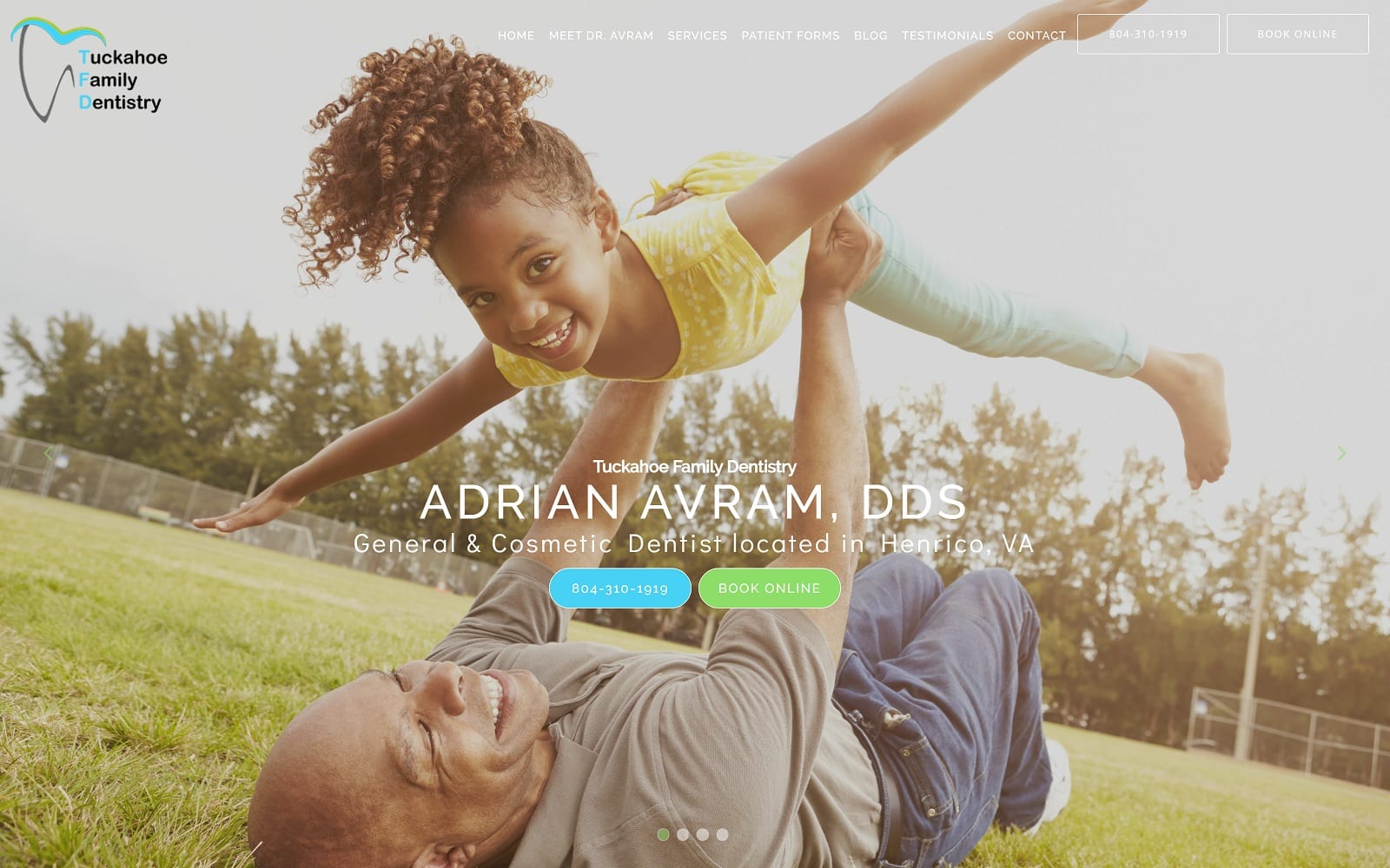 The screenshot of tuckahoe family dentistry: adrian avram dds tfdva. Com website