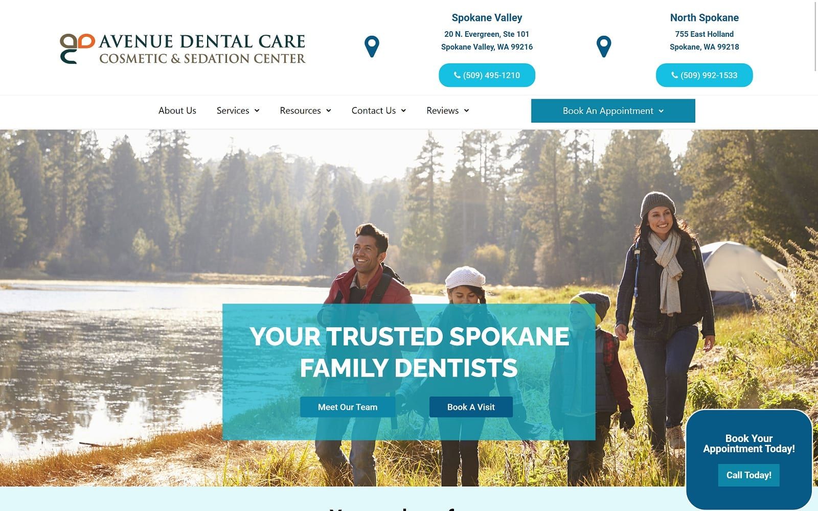 The screenshot of avenue dental care north spokane theavenuedentalgroup. Com website