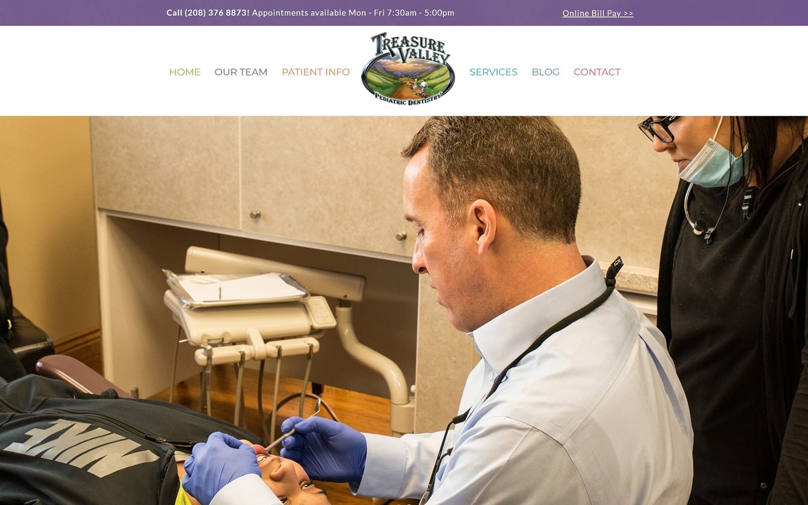 The screenshot of treasure valley pediatric dentistry tvpdsmiles. Com website