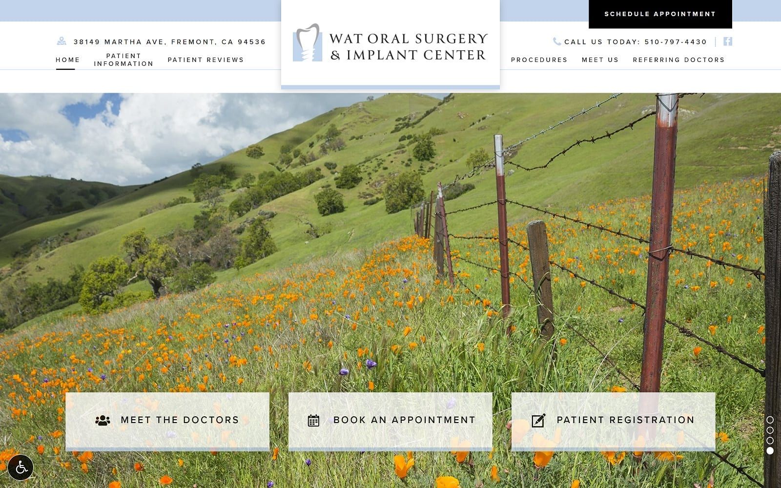 The screenshot of wat oral surgery & implant center watoralsurgery. Com dr. Norman g. Wat website