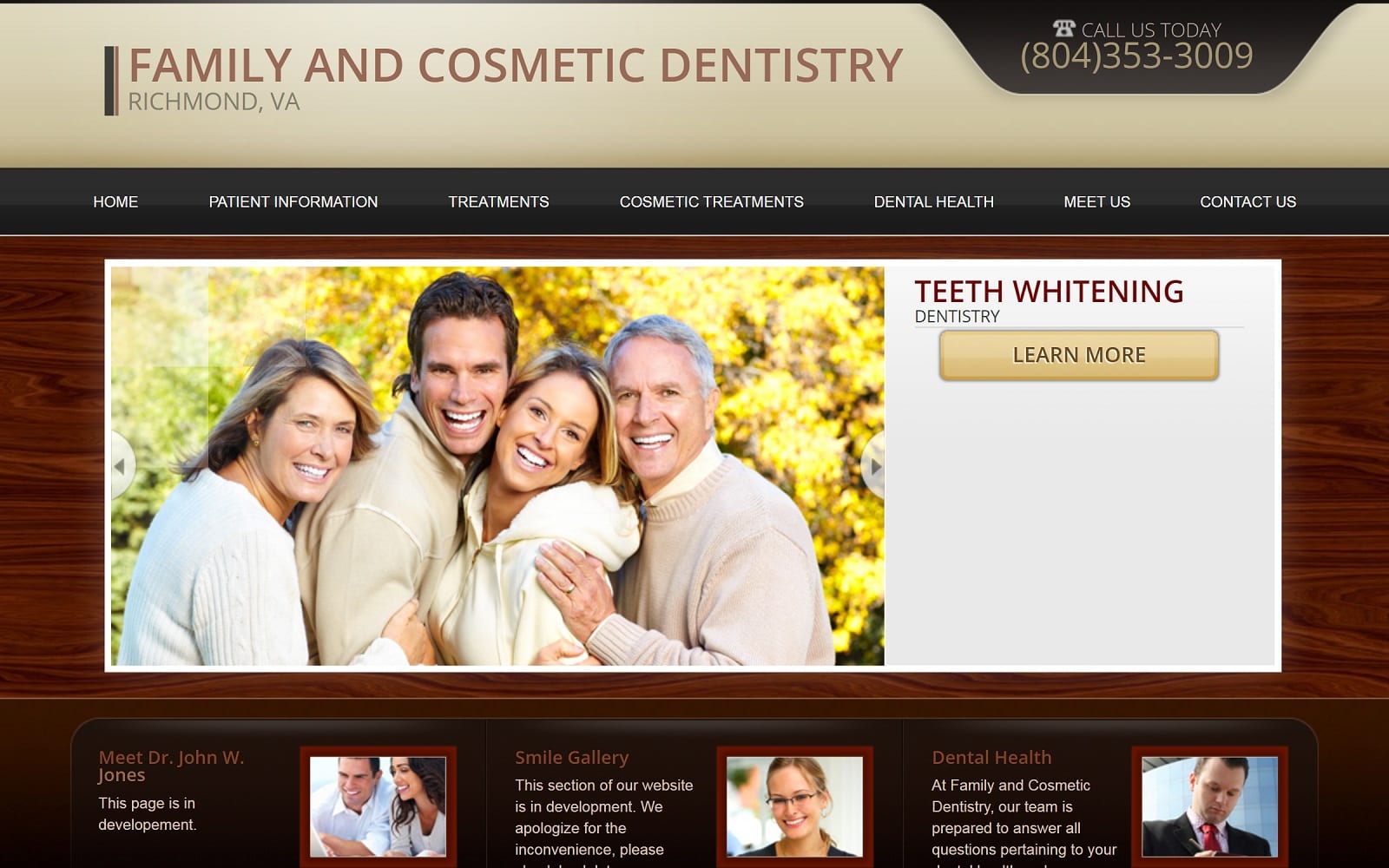 The screenshot of family and cosmetic dentistry yourrichmonddentist. Com drs. John and audra jones website