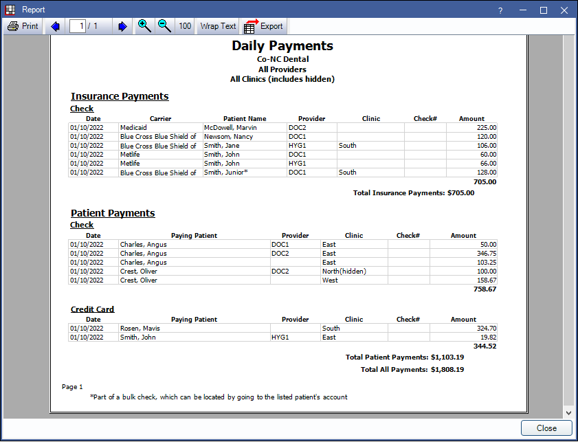 Open Dental Payment Problems