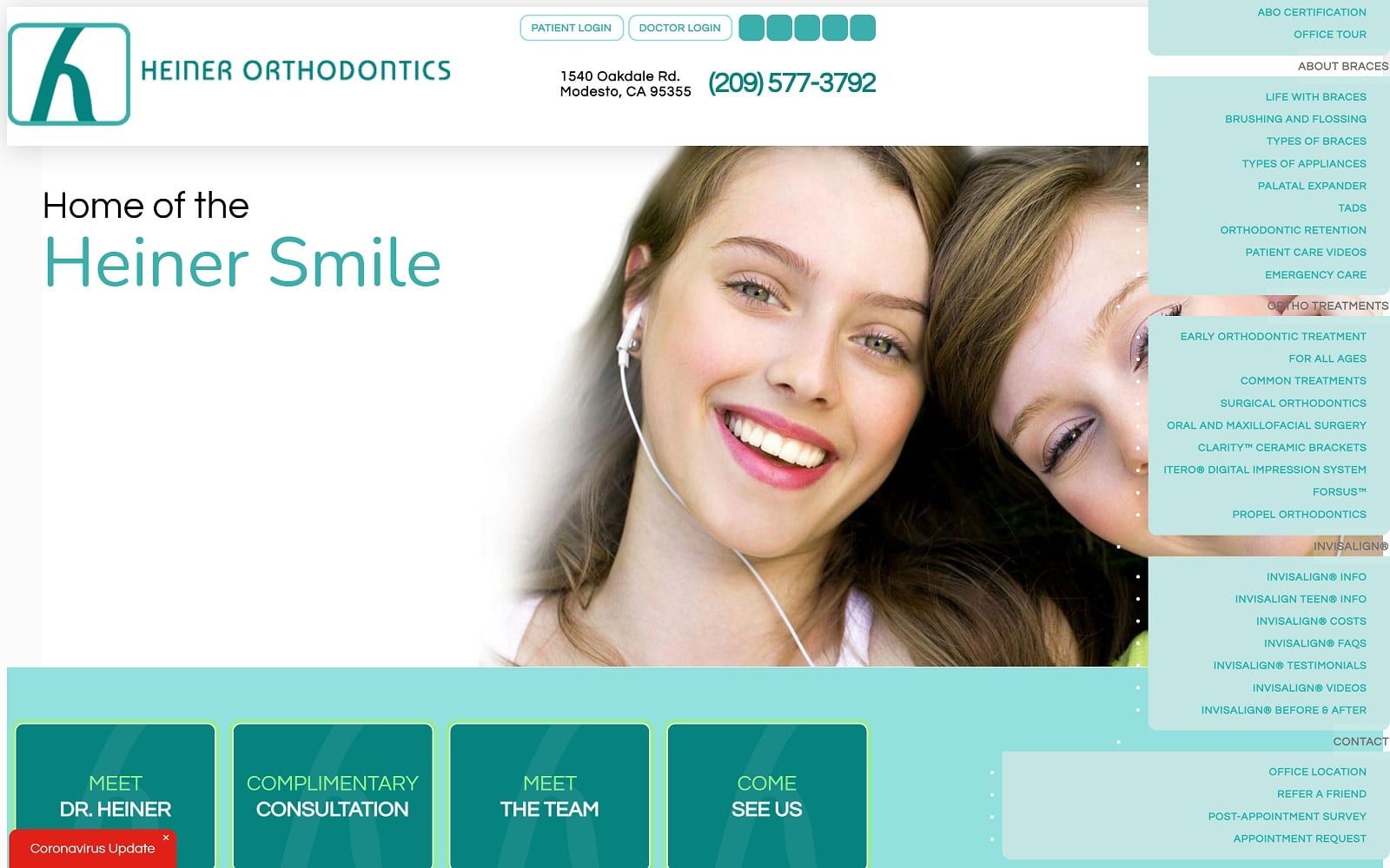 The screenshot of heiner orthodontics modestoortho. Com dr. Stan heiner website