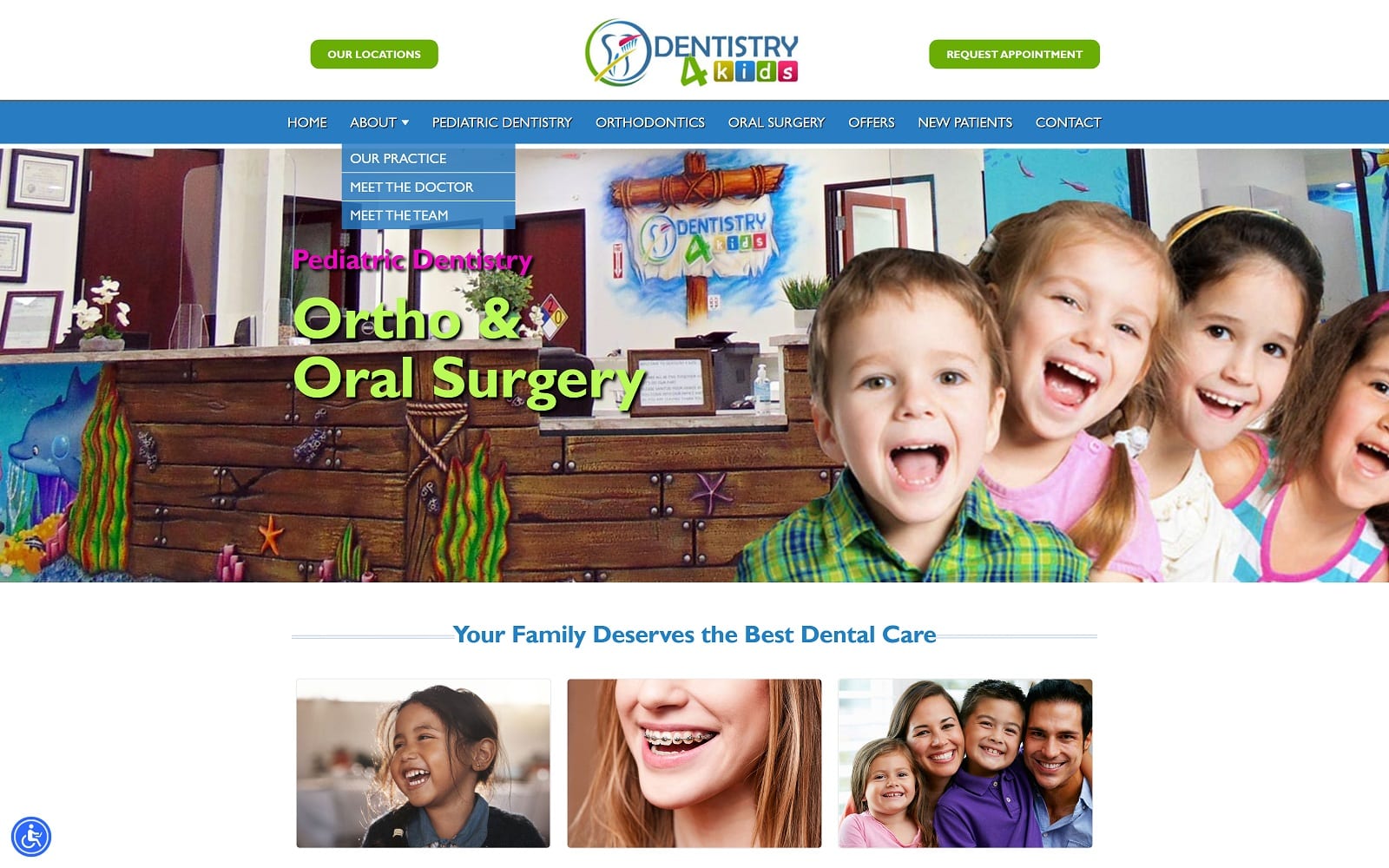 The screenshot of dentistry 4 kids -moreno valley website