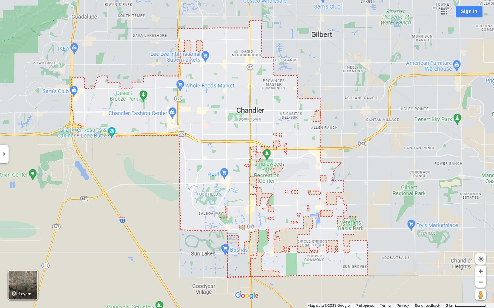 Chandler AZ map