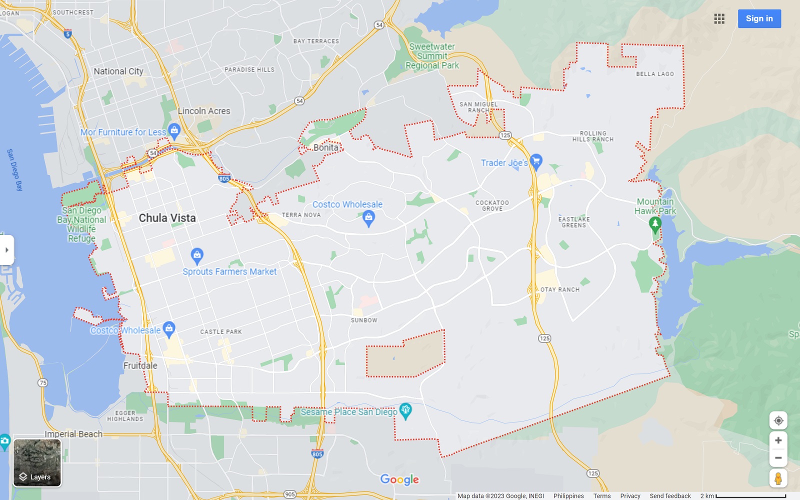 Chula Vista CA map