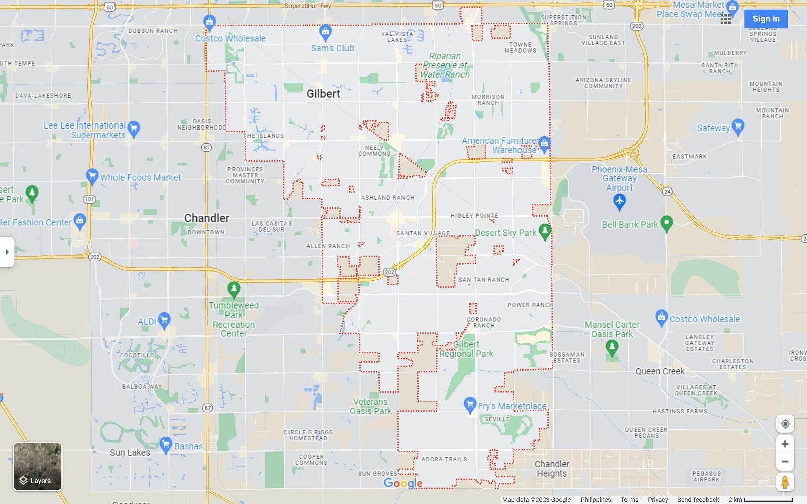 Gilbert AZ map