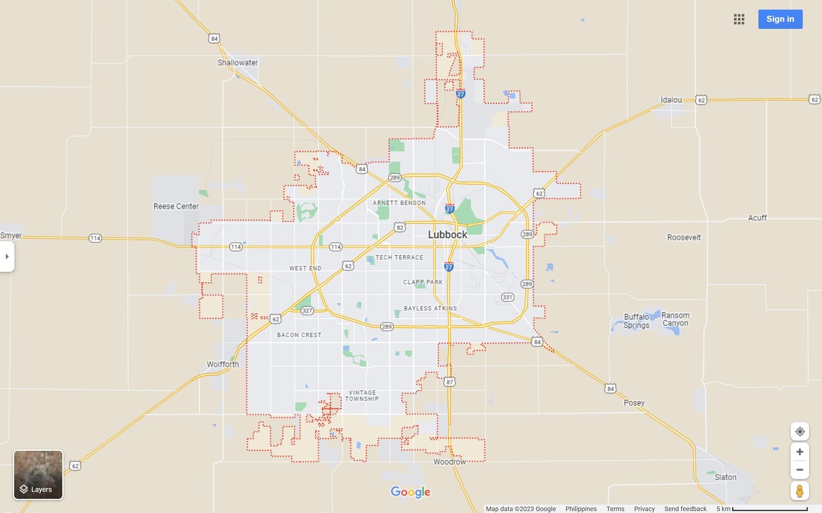 Lubbock TX map