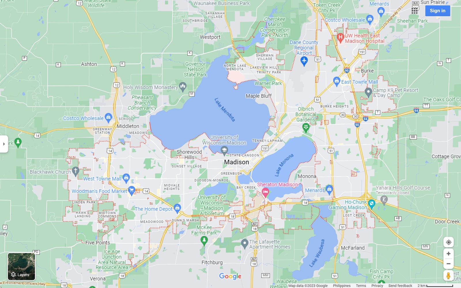 Madison WI map