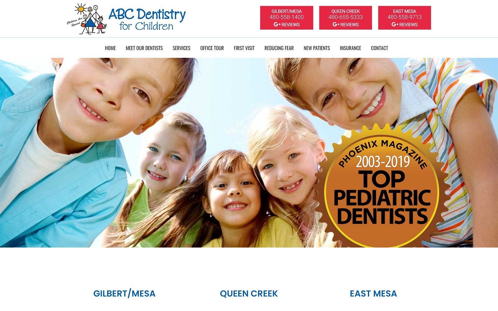 The screenshot of abc dentistry for children website