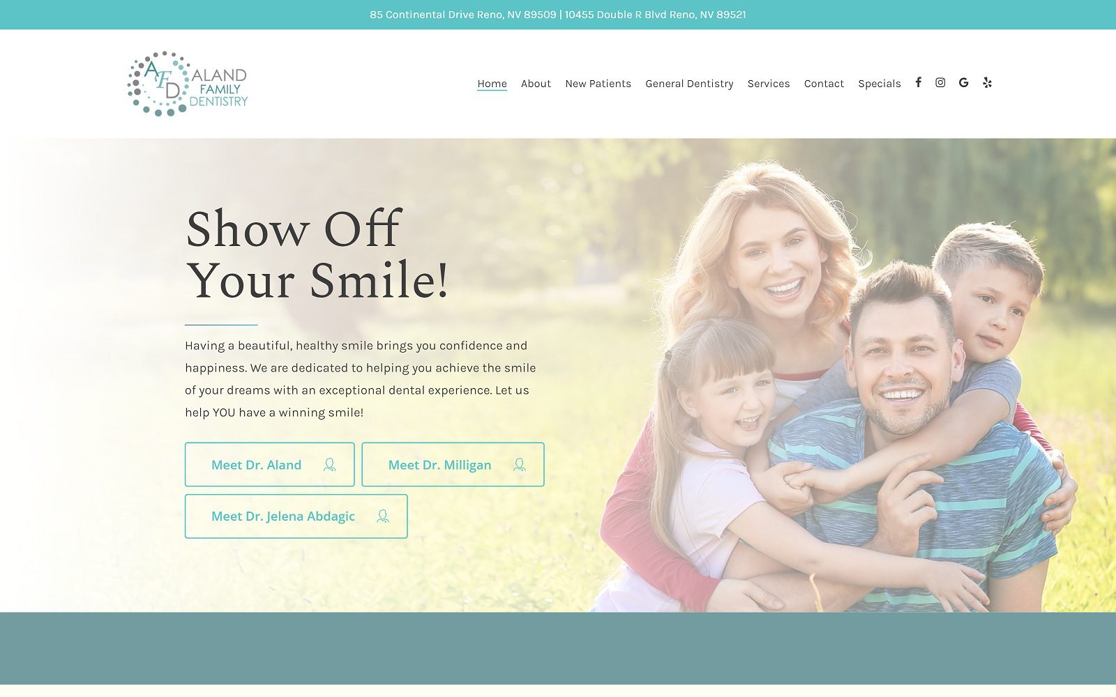 The screenshot of aland family dentistry dr. Troy aland website