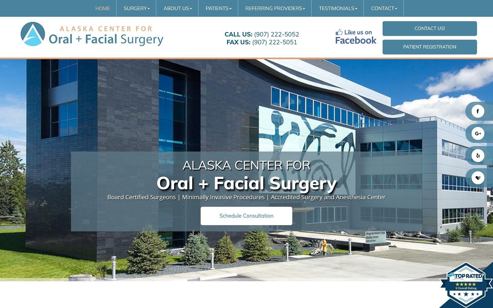 The screenshot of alaska center for oral & facial surgery - dr. Eric nordstrom website