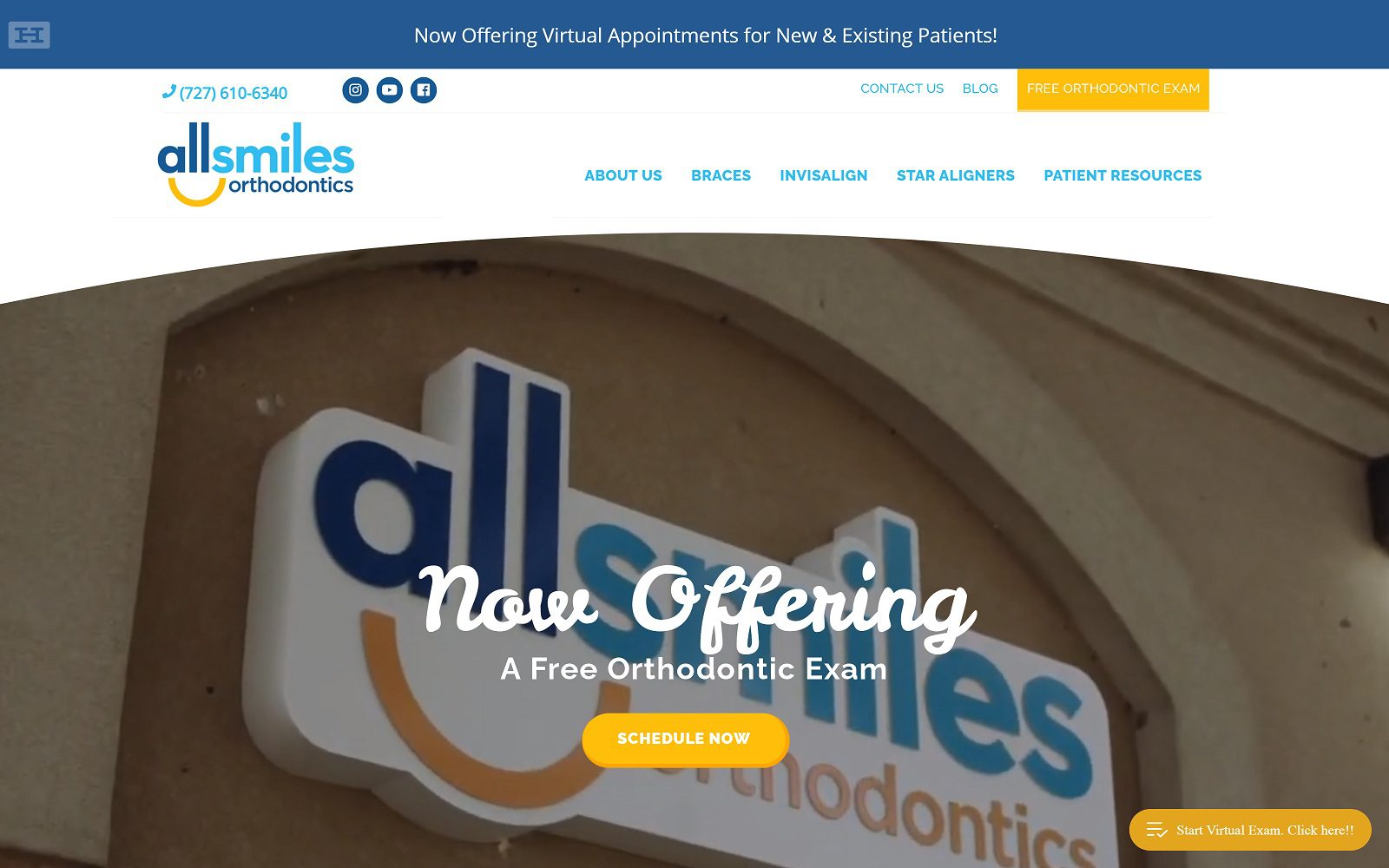 The screenshot of all smiles orthodontics website