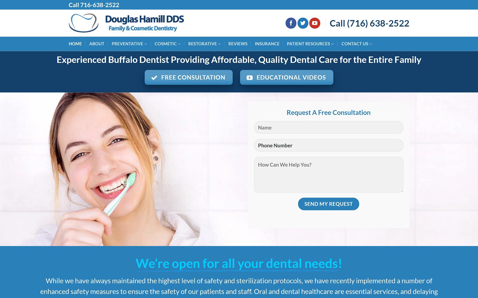 The screenshot of douglas hamill dds website