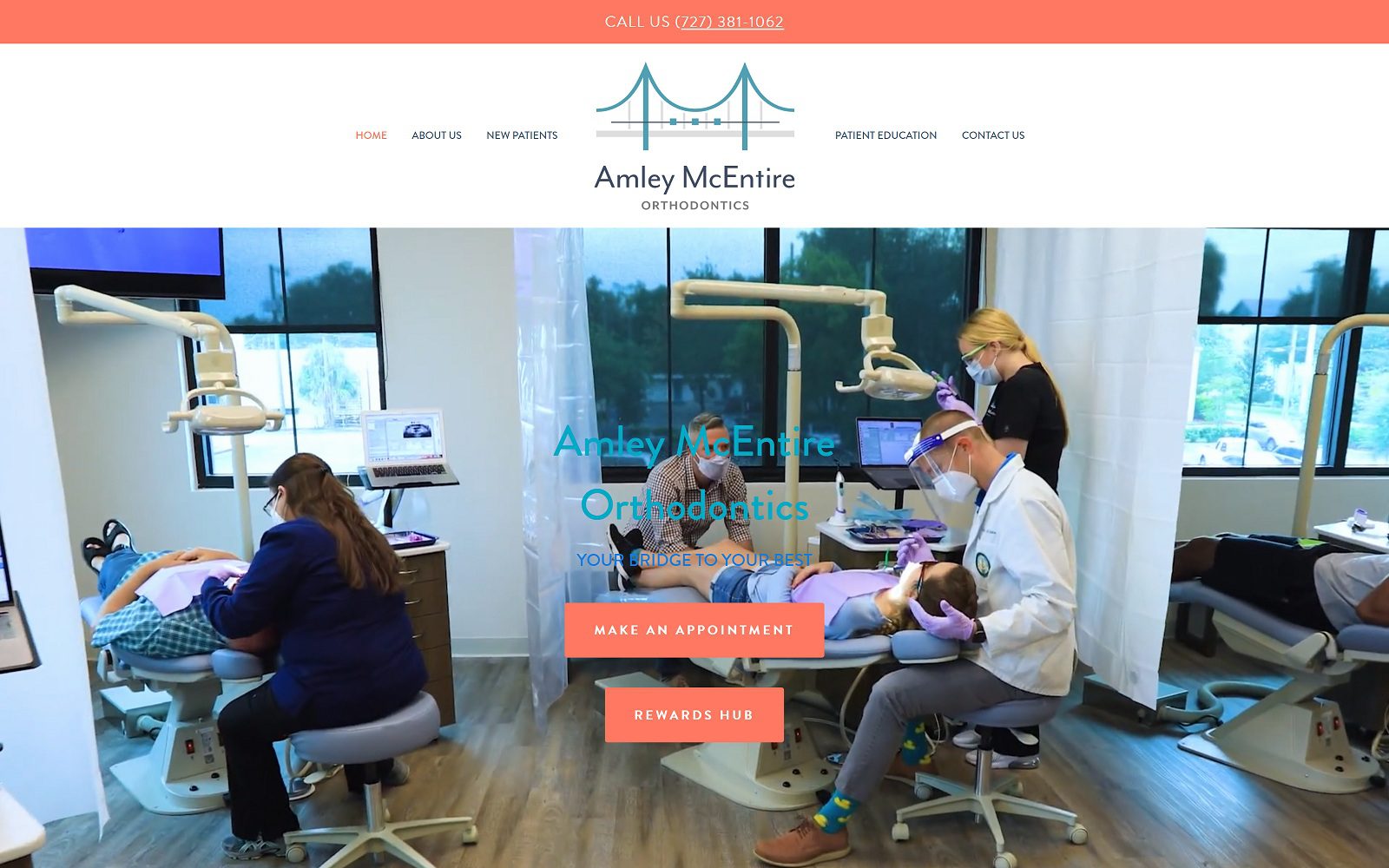 The screenshot of amley mcentire orthodontics website