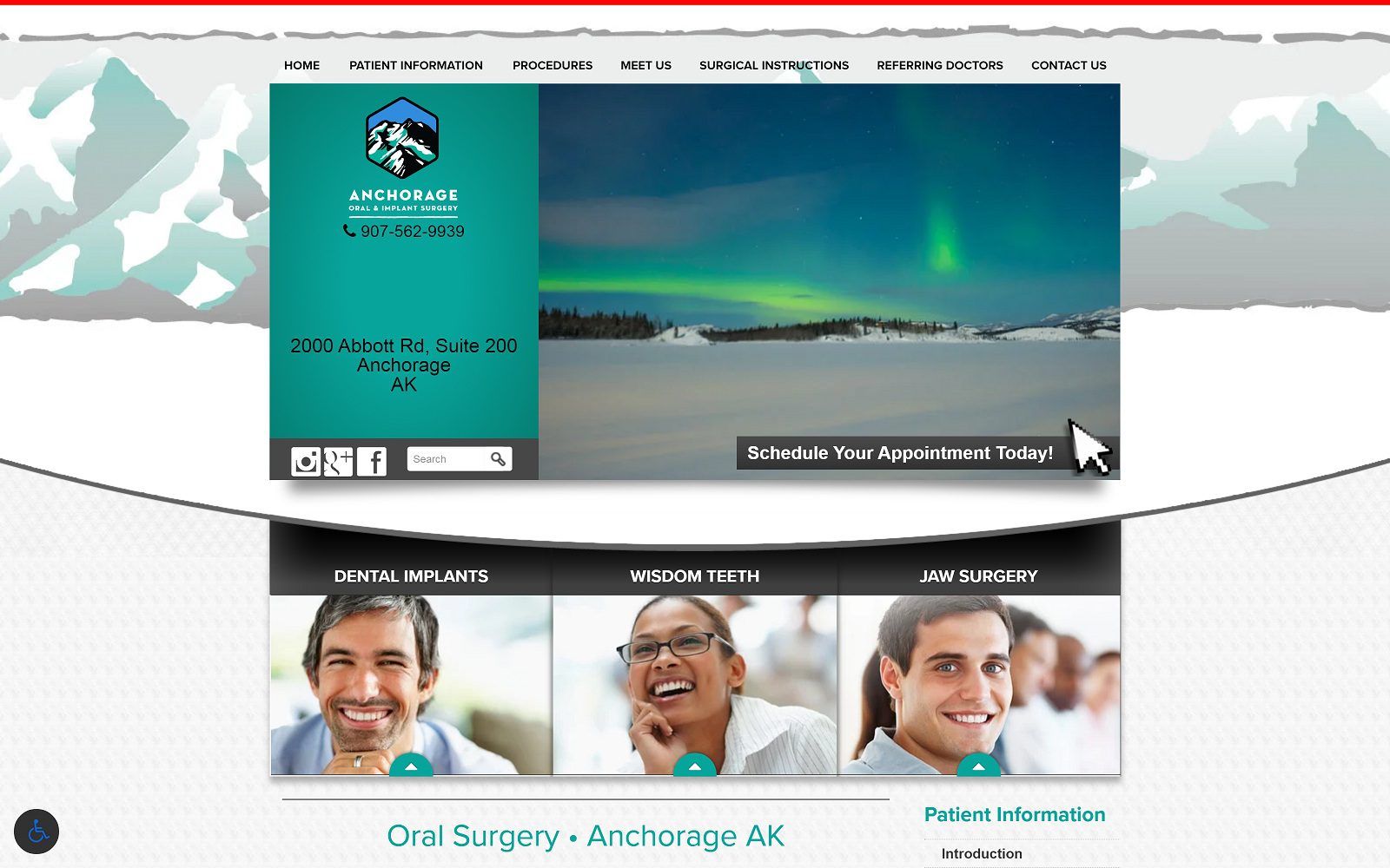 The screenshot of anchorage oral and implant surgery dr. Frederick reinbold website