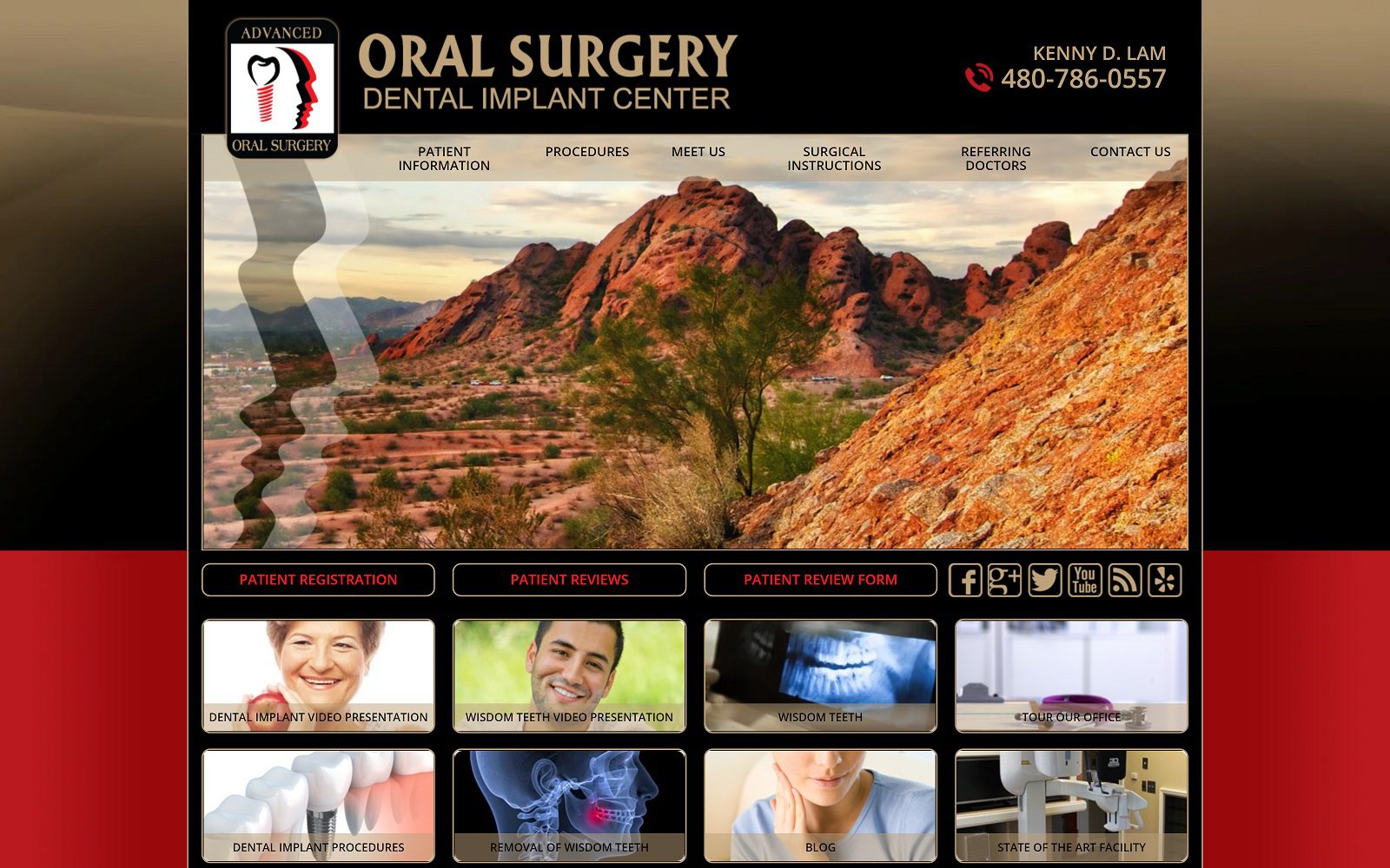 The screenshot of advanced oral surgery & dental implant center dr. Kenny d. Lam website